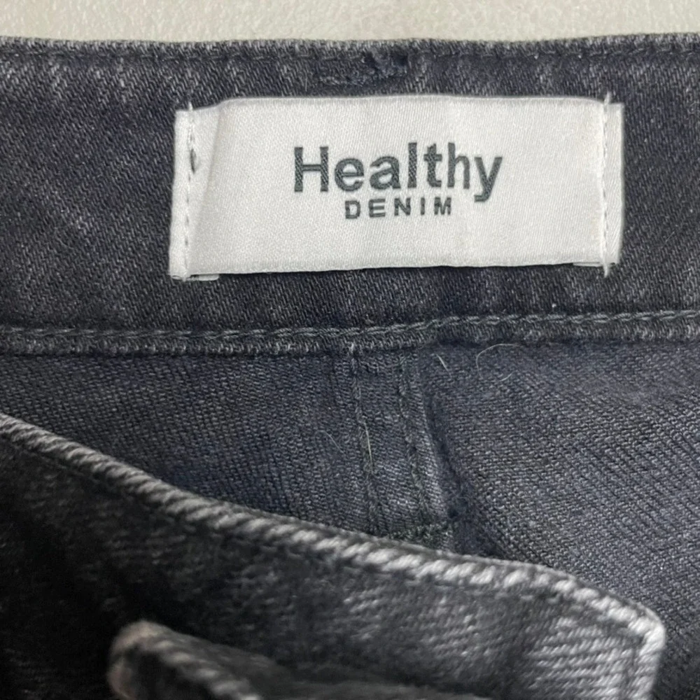 Healthy Denim Wide Leg‎ Jeans Womens Black High Rise 25 Faded Grunge Chic
